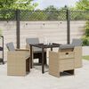 vidaXL Tuin eettafelset met kussen 5 pcs Beige poly rattan