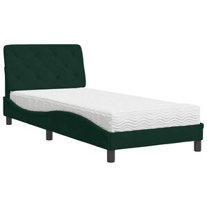 vidaXL Bed met matras fluweel donkergroen 90x190 cm