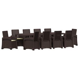 vidaXL Tuin eettafelset 11 st Bruin en cr&egrave;mekleurig PP