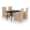 vidaXL 5-delige Tuinset met kussens beige