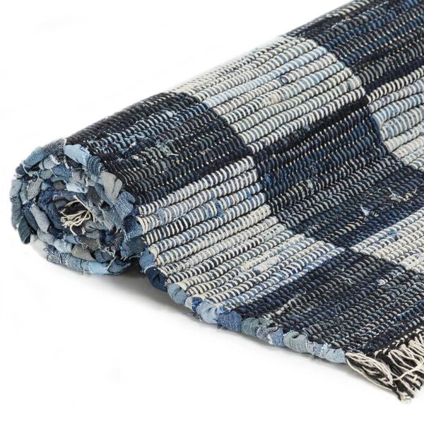 vidaXL Vloerkleed chindi handgeweven 120x170 cm denim blauw