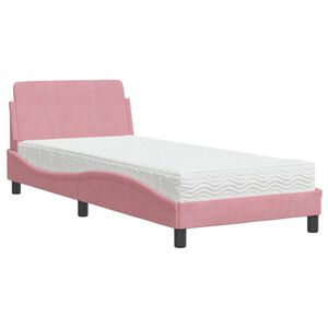 vidaXL Bed met matras "Dover" fluweel roze 80x200 cm