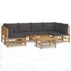 vidaXL 7-delige Loungeset met kussens bamboe donkergrijs