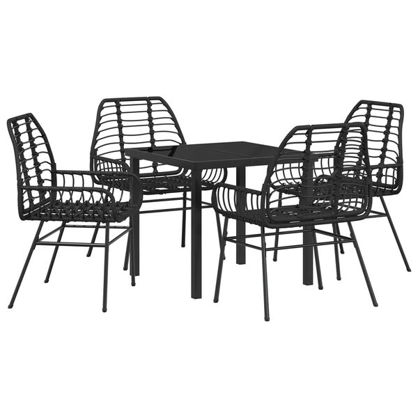 vidaXL Tuin Eetset 5 pcs Zwart poly rattan