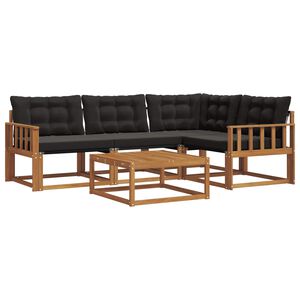 vidaXL Buiten bankenset met kussen 5 pcs Natuurlijk en Zwart
