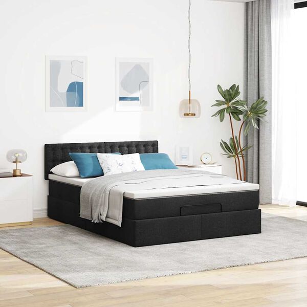 vidaXL Bed met matras 140x190 cm stof zwart