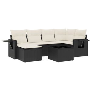 vidaXL 7-delige Loungeset met kussens poly rattan zwart