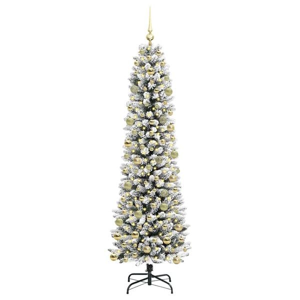 vidaXL Kunstkerstboom met 300 LED Wit 210 cm PVC en Metaal en Plastic