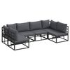 vidaXL Tuinbankenset 6 st Zwart Aluminium