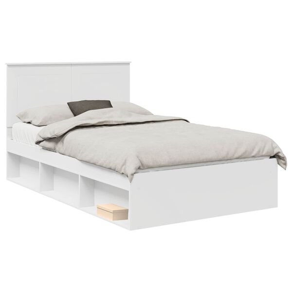 vidaXL Bedframe met hoofdeinde Wit 120 x 190 cm Massief grenenhout