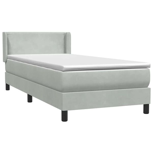 vidaXL Boxspring met matras fluweel lichtgrijs 80x220 cm