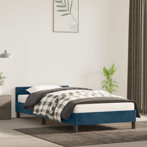 vidaXL Bedframe zonder matras 100x200 cm fluweel donkerblauw