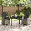 vidaXL Tuin eettafelset met kussen 3 pcs Grijs poly rattan