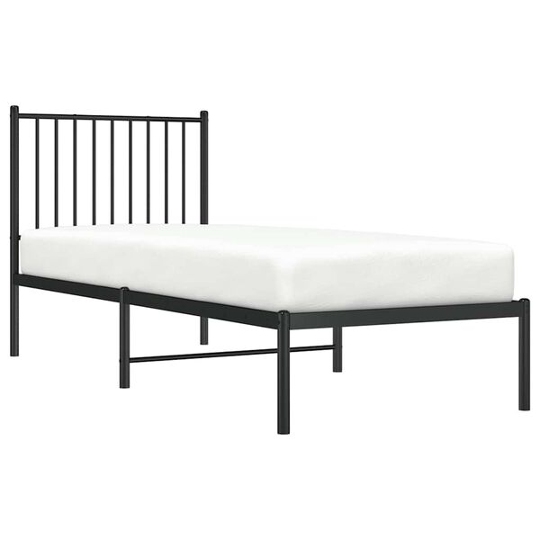 vidaXL Bedframe met hoofdbord metaal zwart 80x200 cm