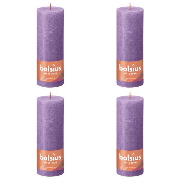 Bolsius Stompkaarsen Shine 4 st rustiek 190x68 mm levendig violet