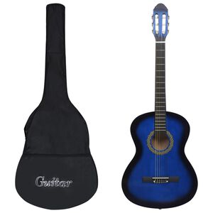 vidaXL Gitaar klassiek beginner met tas 4/4 39" blauw