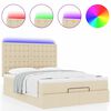 vidaXL Ottoman bed met matras en LED's 140x190cm stof cr&egrave;mekleurig