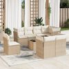 vidaXL 9-delige Loungeset met kussens poly rattan beige