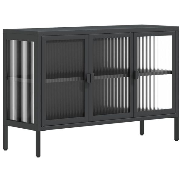 vidaXL Dressoir 105x35x70 cm glas en staal zwart