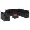 vidaXL 10-delige Loungeset met kussens poly rattan zwart