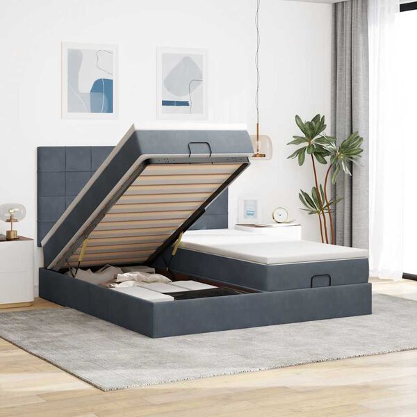 vidaXL Ottoman bed met matrassen en LED's 180x200cm fluweel