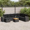 vidaXL 9-delige Loungeset met kussens poly rattan zwart