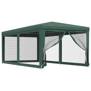 vidaXL Partytent met 6 mesh zijwanden 3x6 m HDPE groen