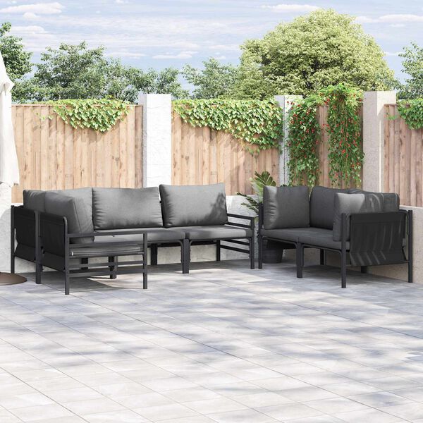 vidaXL Tuin Sofa Set met kussen 6 pcs Antraciet Staal