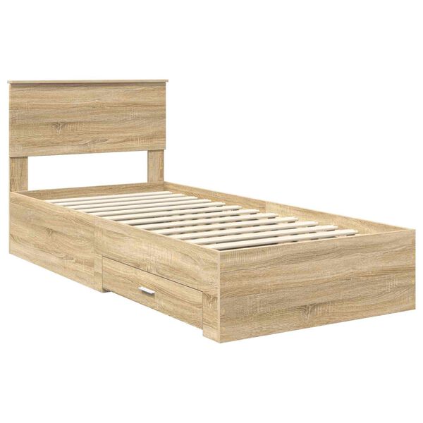 vidaXL Bedframe Sonoma Eiken en Zilver 75 x 190 cm Bewerkt hout