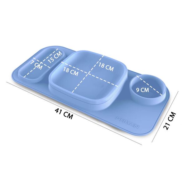 DERYAN Kinderplacemat Quuby silicone hemelsblauw