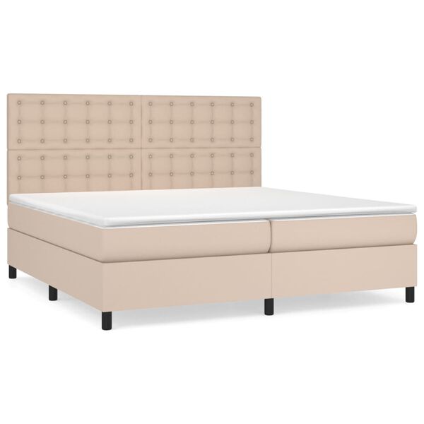 vidaXL Boxspring met matras kunstleer cappuccinokleurig 200x200 cm