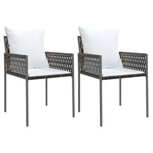 vidaXL Tuinstoelen 2 st met kussens 54x61x83 cm poly rattan bruin