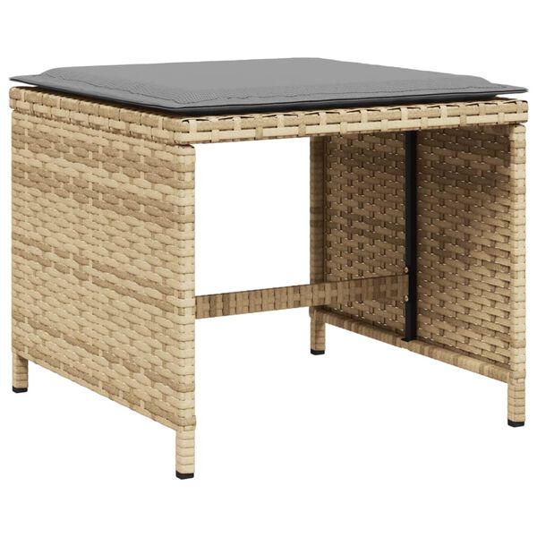 vidaXL Tuinkrukken 4 st met kussens 41x41x36 cm poly rattan beige