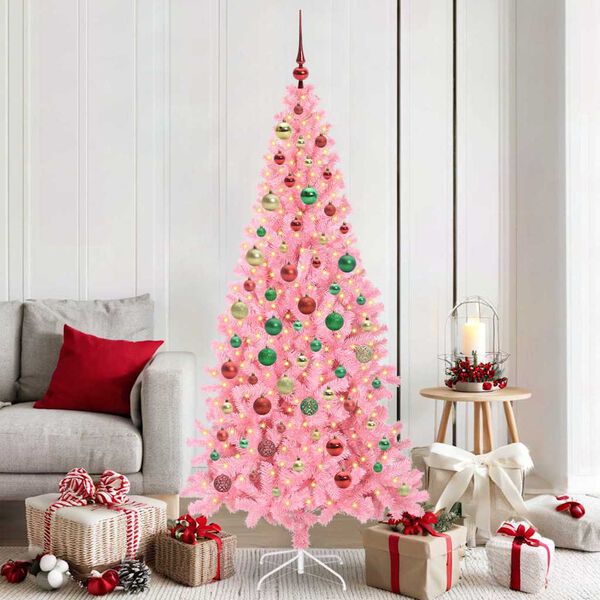 vidaXL Kerstboom met 300 LED met standaard Roze 180 cm PVC