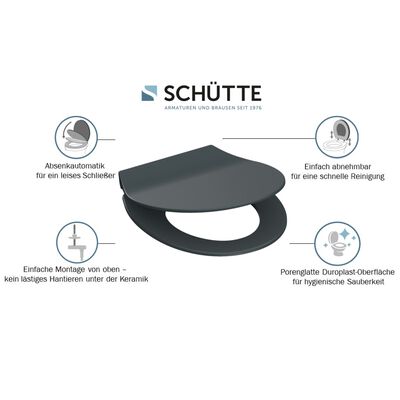 SCHÜTTE Toiletbril met soft-close SLIM ANTHRAZIT duroplast antraciet