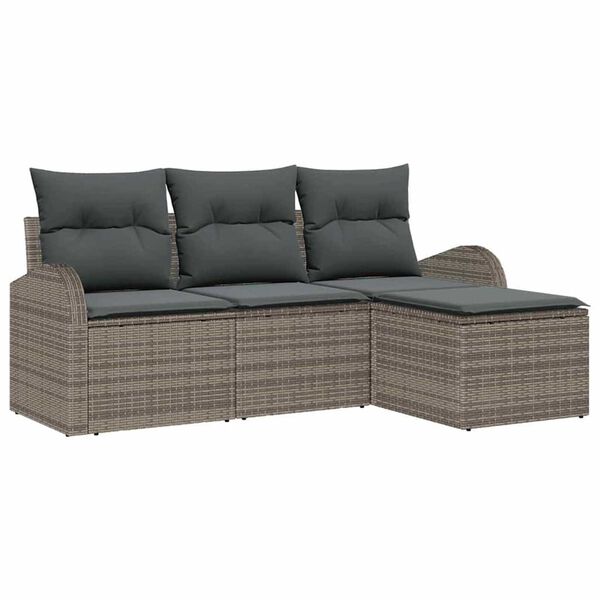 vidaXL Tuin Sofa Set Grijs poly rattan
