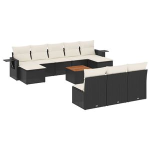 vidaXL 11-delige Loungeset met kussens poly rattan zwart