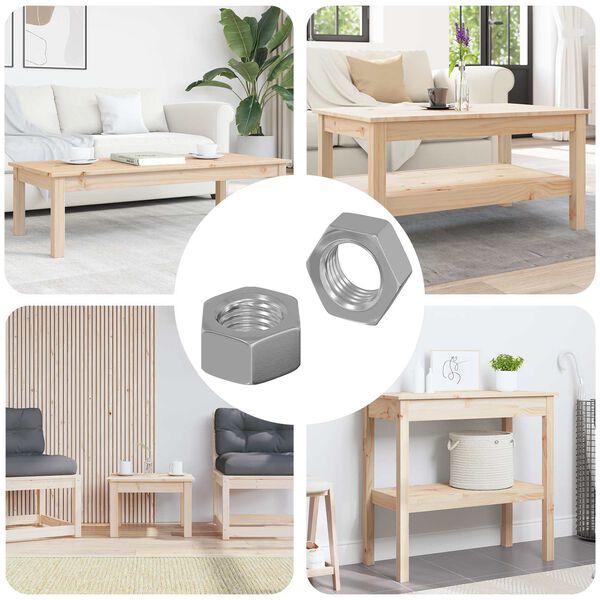 vidaXL Zeshoekige Moer 2 pcs Zilver M6 IJzer