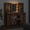 vidaXL Make-up tafel set met LED met lade 3 pcs Oudhout Bewerkt hout
