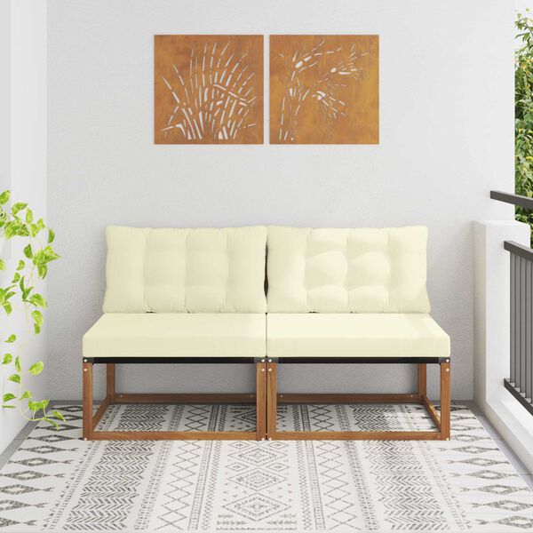 vidaXL 2 Stuk Buiten Midden Sofa Massief Acaciahout Naturel