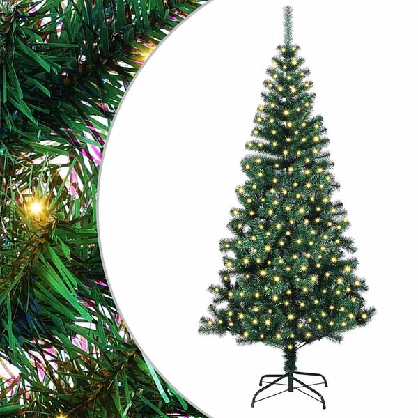 vidaXL Kunstmatig Voorverlicht Kerstboom Groen 180 cm PVC en Metaal