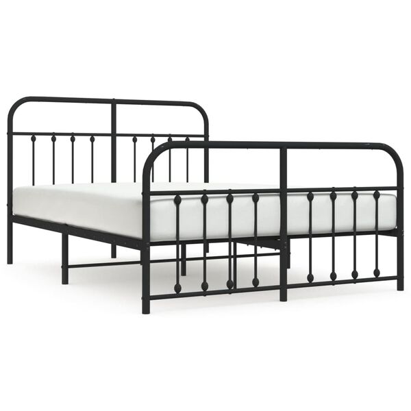 vidaXL Bedframe met hoofd- en voeteneinde metaal zwart 140x200 cm