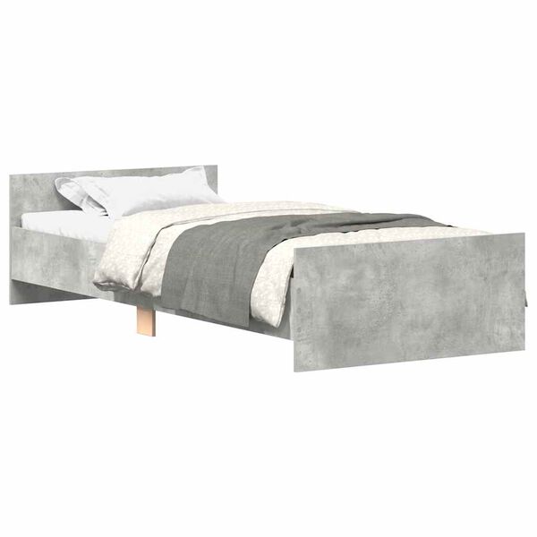 vidaXL Bedframe bewerkt hout betongrijs 90x190 cm