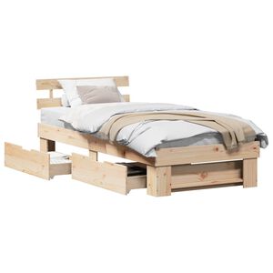 vidaXL Bedframe met hoofdeinde Naturel 100 x 200 cm Massief grenenhout