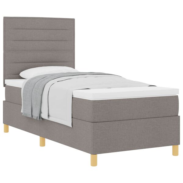 vidaXL Boxspringbed met matras met hoofdeinde Taupe 100 x 200 cm Stof