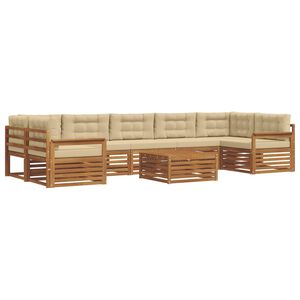 vidaXL Buiten bankenset met kussen 8 pcs Natuurlijk en Beige