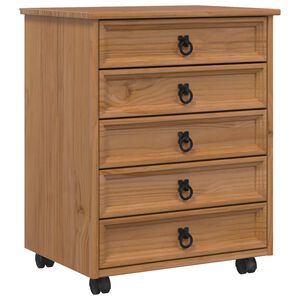 vidaXL Rolkast met lades CORONA Massief grenenhout en engineered wood