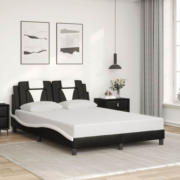 vidaXL Bedframe "Viana" zonder matras kunstleer zwart en wit 120x200 cm