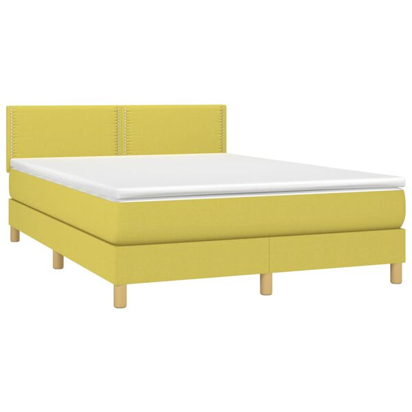 vidaXL Boxspring met matras en LED stof groen 140x190 cm