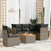 vidaXL 6-delige Loungeset met kussens poly rattan grijs
